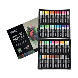brustro artists oil pastels  48 shades  smooth multicolor intermixing bright and intense colours  ideal for students professionals non-toxic school