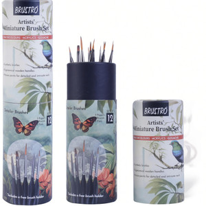 brustro artists watercolour  acrylic miniature brush set of - 12