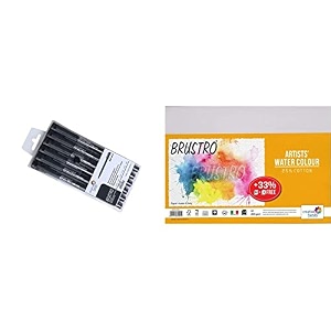 brustro based fineliner - set of 6 black artists watercolour paper