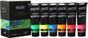 BRuSTRO Brustro Artists’ Acrylic 120ml, Pack of 6 Flourescent Shades (Red, Pink, Orange, Blue, Green & Yellow)