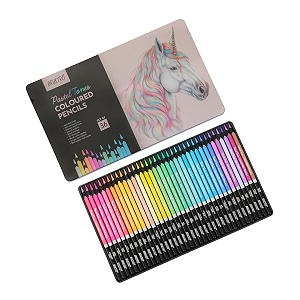 brustro artist39s pastel tone coloured pencils set of 36 in a tin box 4mm leads break resistant pre-sharpened ideal for drawing coloring blending and shading