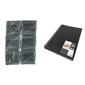 brustro kneadable art eraser pack of 6 brkae6 amp brustro wiro bound artists sketch book a4 size 116 pages 160 gsm