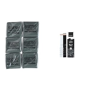 brustro kneadable art eraser pack of 6 artists b ampw coloured pencils set of 3 whites and 3 blacks