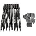BRUSTRO Kneadable Art Eraser (Pack of 6) (BRKAE6) &amp; Brustro Professional Pigment Based Fineliner - Pack of 8 (Black)