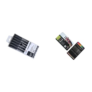 brustro pigment based fineliner - set of 6 black neon pencils set of 12