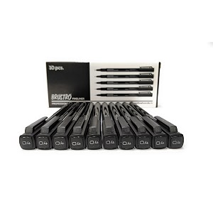 brustro professional pigment based fineliner pen  black box of 10 tip sizes - 04 mm  archivalwaterproofuv resistant inkcomfortable grip ideal for mandaladrawingartist illustrationsketching