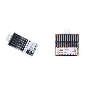 brustro professional pigment based fineliner - pack of 6 black amp brustro colour brush pens set of 12 