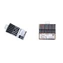 Brustro Professional Pigment Based Fineliner - Pack of 6 (Black) &amp; BRUSTRO Colour Brush Pens Set of 12 (\