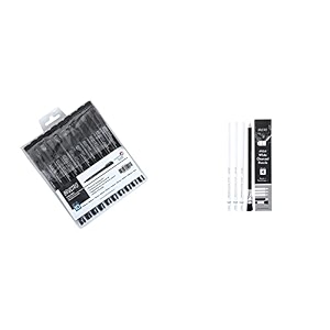 brustro professional pigment based fineliner - set of 10 black artists white charcoal pencil set of 3  1 pencil eraser