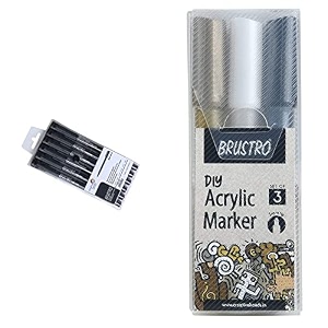 brustro professional pigment based fineliner - set of 6 black acrylic diy marker set of 3