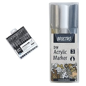 brustro professional pigment based fineliner - set of 10 black acrylic diy marker set of 3