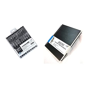 brustro professional pigment based fineliner - set of 10 black artists wiro bound sketch book a4 size 120 pages 160 gsm acid free