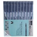 BRUSTRO Professional Pigment Based Fineliner Pen | Black | Set of 10 - Tip Sizes - 0.03, 0.05, 0.1, 0.2, 0.3, 0.4, 0.5, 0.6, 0.8, 1 mm, Ideal for Mandala, Drawing,Artist Illustration,Sketching