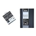 BRUSTRO Professional Pigment Based Fineliner - Set of 10 (Black) Black Sketchbook, Wiro Bound, Size A4, 200GSM (40 Sheets) 80 Pages