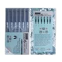 BRUSTRO Professional Pigment Based Fineliner Pen | Black | Set of 6 - Tip Sizes - 0.05mm, 0.1mm, 0.2mm, 0.3mm, 0.5mm, 0.8mm | Ideal For Mandala, Drawing,Artist Illustration,Sketching