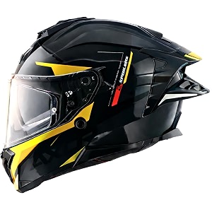 brutale kryptic dual spoiler helmet  aerodynamic full face design  certified isi dot ece  premium safety amp comfort- black yellow sizexl