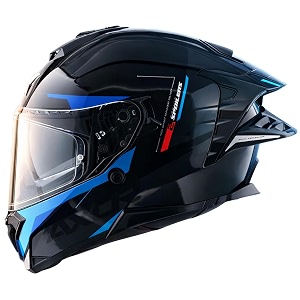 brutale kryptic dual spoiler helmet  aerodynamic full face design  certified isi dot ece  premium safety amp comfort- black blue sizel