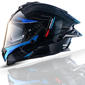 brutale kryptic dual spoiler helmet  aerodynamic full face design  certified isi dot ece  premium safety amp comfort- black blue sizexl