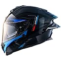 Brutale Kryptic Dual Spoiler Helmet – Aerodynamic Full Face Design | Certified (ISI, DOT, ECE) | Premium Safety &amp; Comfort- Black Blue, Size:L