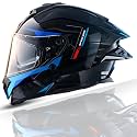 Brutale Kryptic Dual Spoiler Helmet – Aerodynamic Full Face Design | Certified (ISI, DOT, ECE) | Premium Safety &amp; Comfort- Black Blue, Size:XL