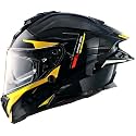 Brutale Kryptic Dual Spoiler Helmet – Aerodynamic Full Face Design | Certified (ISI, DOT, ECE) | Premium Safety &amp; Comfort- Black Yellow, Size:S