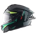 Brutale Kryptic Dual Spoiler Helmet – Aerodynamic Full Face Design | Certified (ISI, DOT, ECE) | Premium Safety &amp; Comfort- Dull Black Green, Size:M