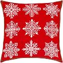 Brvsk Stamped Cross-Stitch Kit for Adults and Beginners — Scandinavian Snowflakes 16″ × 16″ with Clear, Precise Printed Design on Cotton Canvas; Includes 2 Needles, Yarn, and Easy-Read Chart
