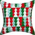 Brvsk Winter Embroidery Kit for Adults and Beginners — Christmas Trees Pattern 16″ × 16″ with Clear, Precise Printed Design on Cotton Canvas; Includes 2 Needles, Yarn, and Easy-Read Chart