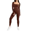 BRXL Long Sleeve Workout Jumpsuits for Women Full Body Suits Yoga Outfits