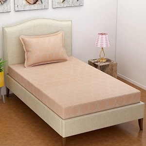 bsb home 200 tc 100 cotton feel bedsheet for single bed with one king size pillow covers softbreathable wrinkel free -60x90 inches - multicolour skin color
