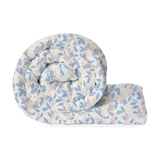 bsb home 220 gsm reversible microfiber ac comforterduvets for mild winter  all season single size 3 layered quilted blanket for single bed 230 cm x 150 cm floral blue amp white