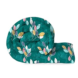 bsb home 220 gsm reversible microfiber ac comforterduvets for mild winter  all season single size 3 layered quilted blanket for single bed 230 cm x 150 cm floral green
