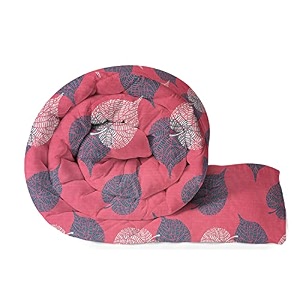 bsb home 220 gsm reversible microfiber ac comforterduvets for mild winter  all season single size 3 layered quilted blanket for single bed 230 cm x 150 cm floral pink and grey