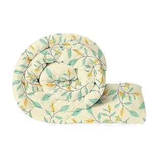 bsb home 220 gsm reversible microfiber ac comforterduvets for mild winter  all season king size 3 layered quilted blanket for double bed 220 cm x 240 cm floral beige amp green