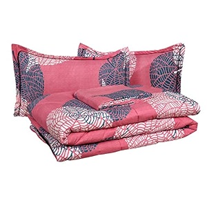 bsb home 350 tc microfiber glace cotton ac bedding set with comforter and pillow covers for double bed 4 peice set 1 flat bedsheets 1 comforter 2 pillow covers bed set light pink and green