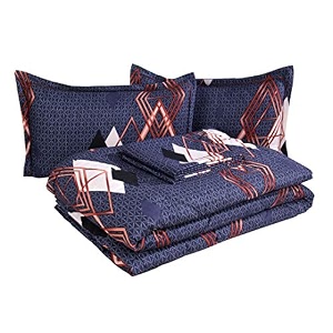 bsb home 350 tc microfiber glace cotton ac bedding set with comforter and pillow covers for double bed 4 peice set 1 flat bedsheets 1 comforter 2 pillow covers bed set grey and white