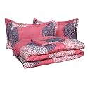 BSB HOME® 350 TC Microfiber Glace Cotton AC Bedding Set with Comforter and Pillow Covers for Double Bed 4 Peice Set 1 Flat Bedsheets 1 Comforter 2 Pillow Covers (Bed Set, Light Pink and Green)