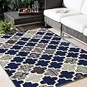 BSB HOME 5 x 7 Feet 3D Jet Multi Printed 3D Jet Vintage Persian Carpet/Rug/Runner and Carpets for Bedroom/Living Area/Home and Offices with Anti Slip Backing (5ft x 7 ft) Navy Blue