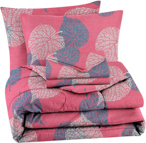 bsb home cotton double king sized bedding set pink 4pcs set 1 comforter 1 bedsheet 2 pillow cover