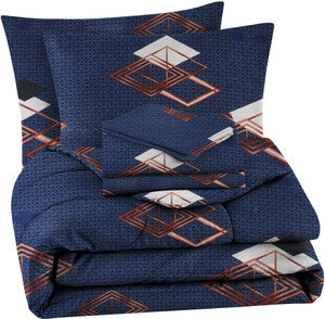 bsb home cotton double king sized bedding set royal blue 4pcs set 1 comforter 1 bedsheet 2 pillow cover