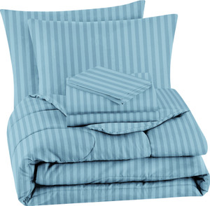 bsb home cotton double king sized bedding set aqua blue 4pcs set 1 comforter 1 bedsheet 2 pillow cover