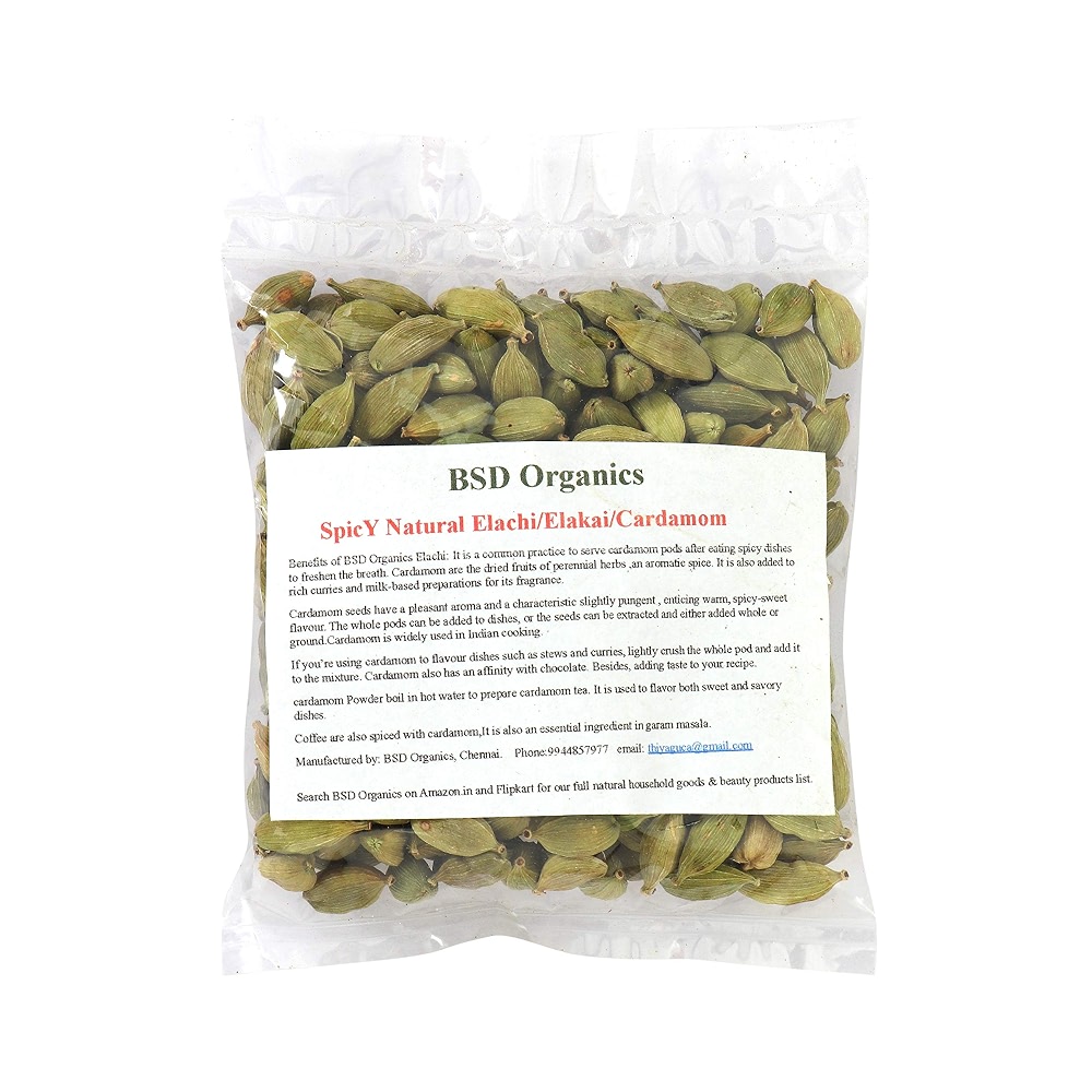 BSD Organics SpicY Natural Elachi /Elakai /Cardamom for Tea, Coffee ...