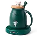 Cat Mug Warmer Set, Electric Heated Coffee Cup Warmer for Desk Accessories