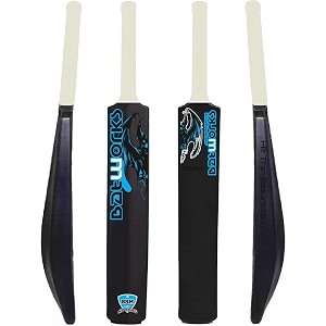 bsm batworks cyan black cricket bat - youth size plastic lightweight fiber for tennis and turf