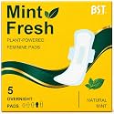 BST Natural Mint Fresh Ultra-Thin Period Pads with Wings, Overnight, 5 ct