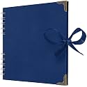 Bstorify Square Scrapbook Photo Albums 7 x 7 Inch Blue Hardcover with Ribbon Closure - Ideal for Scrapbooking, Art &amp; Craft Projects