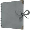 Bstorify Square Scrapbook Photo Albums 7 x 7 Inch Grey Hardcover with Ribbon Closure - Ideal for Scrapbooking, Art &amp; Craft Projects