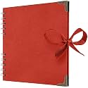 Bstorify Square Scrapbook Photo Albums 7 x 7 Inch Red Thick Paper, Hardcover, Metal Corners, Ribbon Closure - Ideal for Your Scrapbooking Albums, Art &amp; Craft Projects