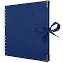 Bstorify Square Scrapbook Photo Albums 8 x 8 Inch Blue Hardcover with Ribbon Closure - Ideal for Scrapbooking, Art &amp; Craft Projects