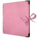 Bstorify Square Scrapbook Photo Albums 8 x 8 Inch Pink Thick Paper, Hardcover, Metal Corners, Ribbon Closure - Ideal for Your Scrapbooking Albums, Art &amp; Craft Projects